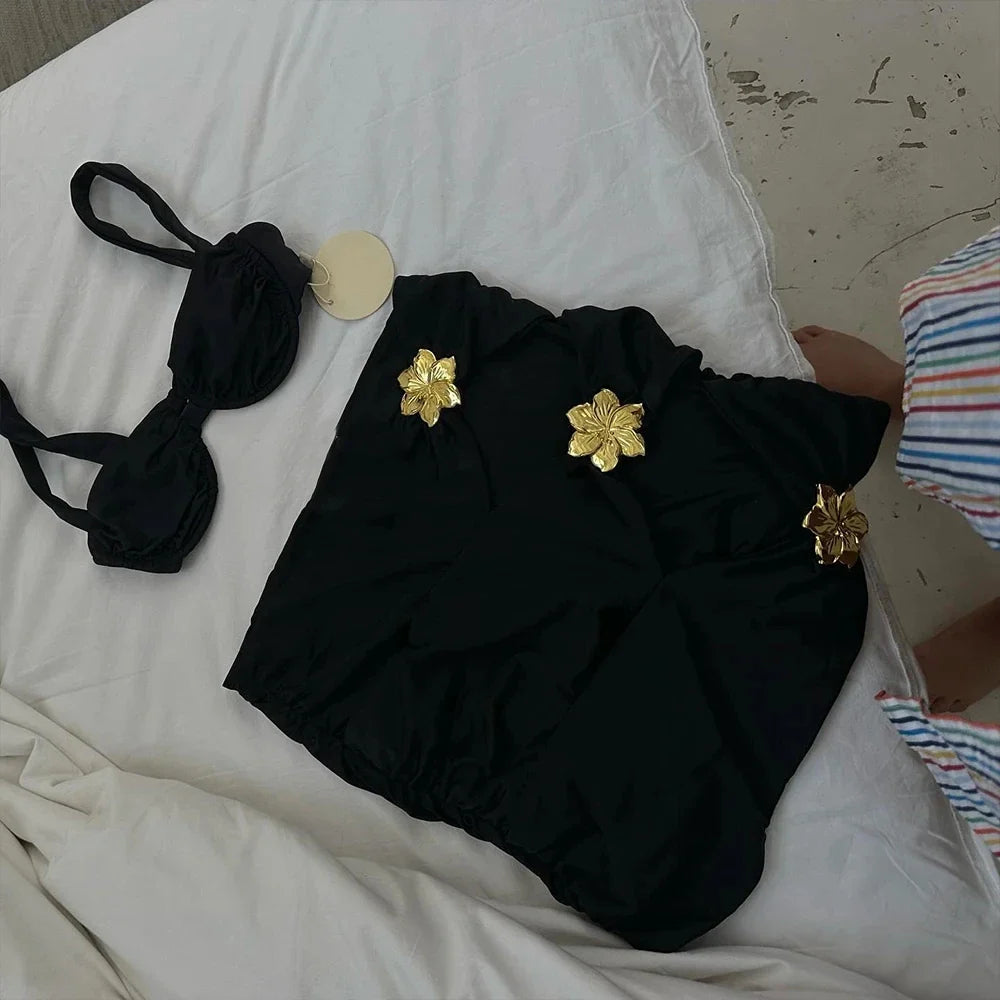 Sexy 3pieces Micro Bikinis 2024 Women Swimsuit Solid Swimwear With Skirt Brazilian Bikini Set Beachwear Thong Biquini