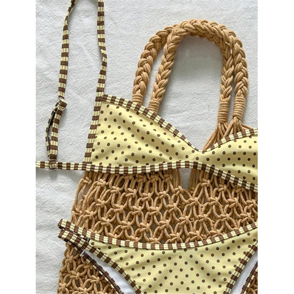 S - XL Polka Dot Bikini Female Swimsuit Women Swimwear Two-Pieces Bikini Set Padded High Leg Cut Bather Bathing Suit Swim V8181