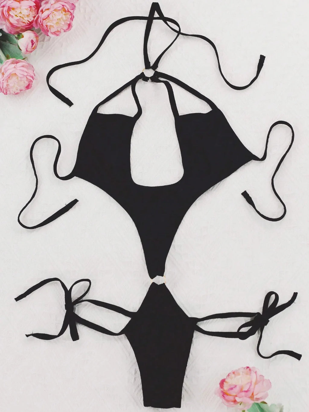 Women's Halter Neck Tie Elastic One - Piece Bodysuit