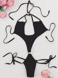 Women's Halter Neck Tie Elastic One - Piece Bodysuit