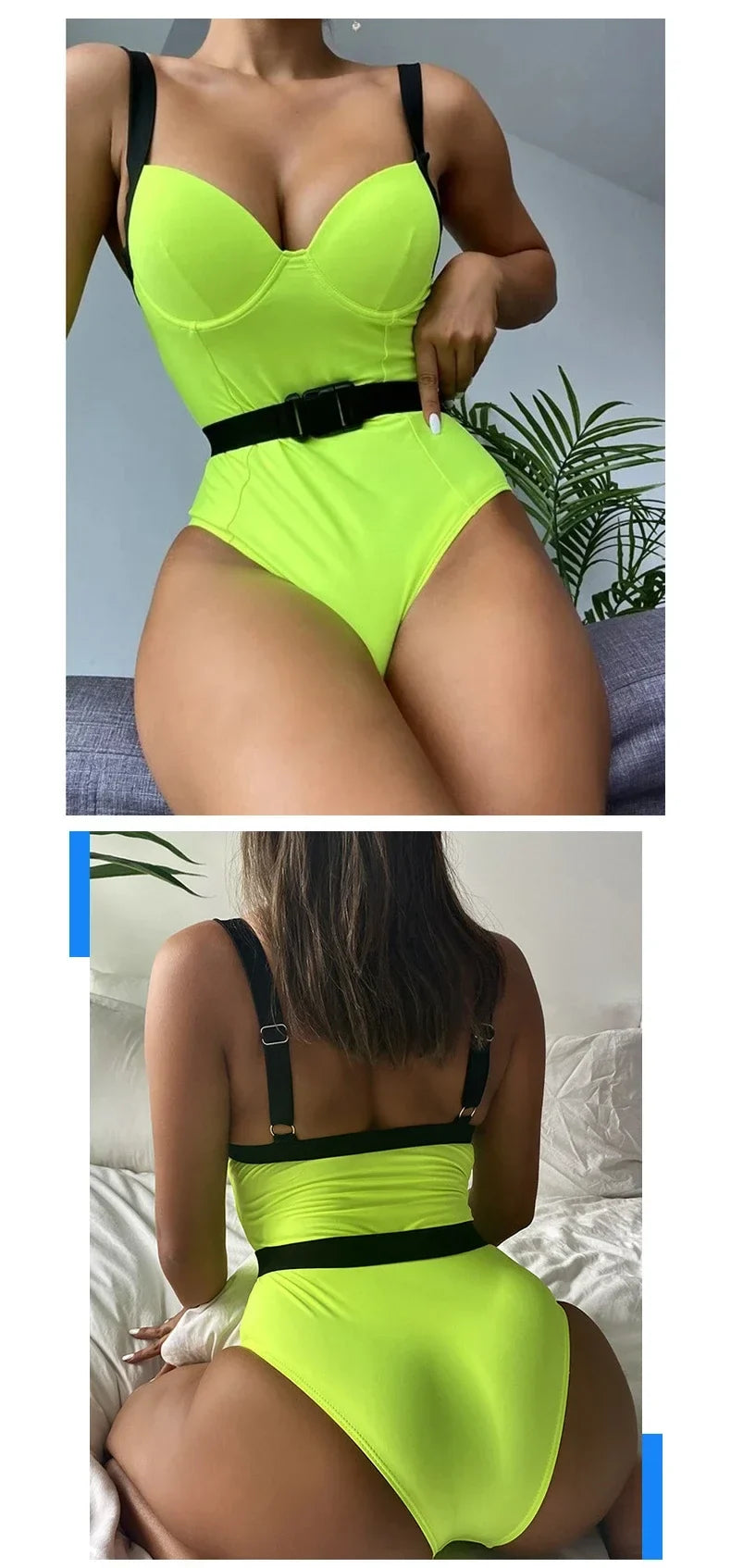 2026 New One Piece Swimsuit Swimwear Women Sexy Push Up Solid Bathing Suit Beachwear with Removable Belt Costumi Da Bagno Donna