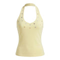 Summer Women's Button Front Decor Halter Tops Sleeveless Tank Tops Solid Color Slim Fit Vest Summer Daily Casual Gothic Sexy