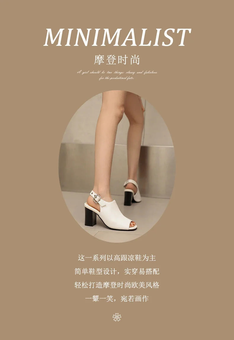 New Women Sandals Peep Toe High Heels Summer Gladiator Shoes Black Brown Woman Ankle Strap Sandalias Female Mujer Big Size