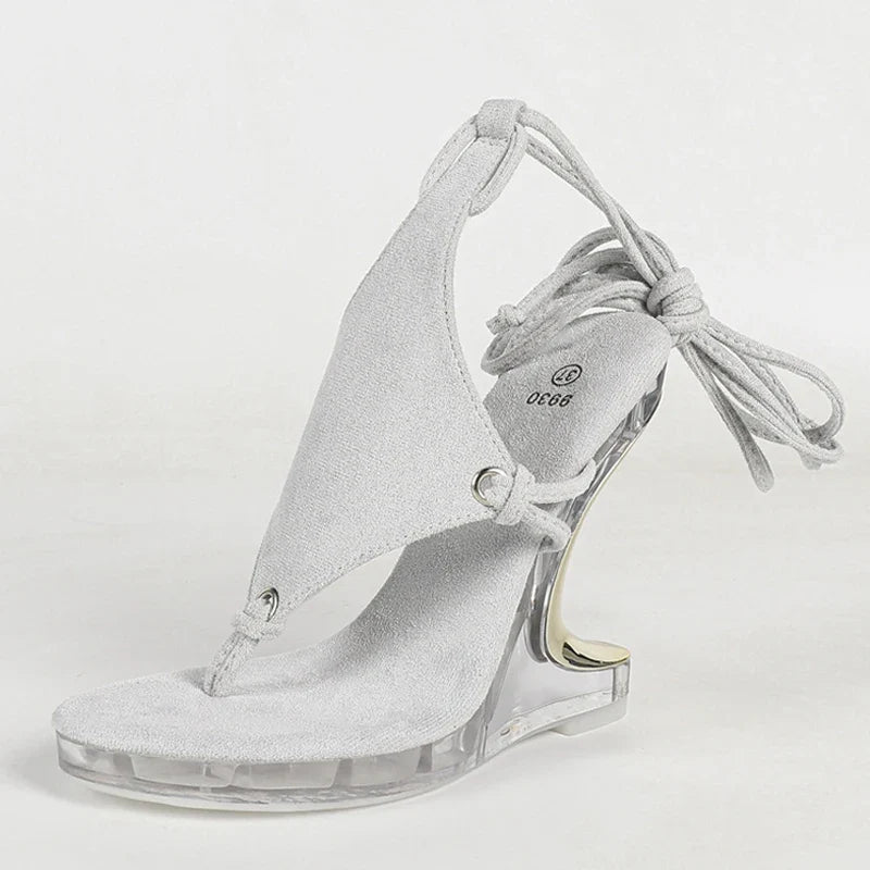 New Fashion Clip Toe Ankle Strap Irregular High Heels Walking Hollow Shoe Summer Party Women Platform Wedge Sandal Size 43