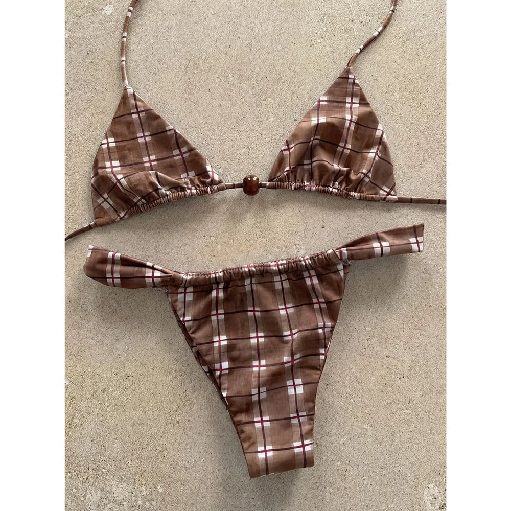 Micro Bikinis 2026 Sexy Swimsuit Women Swimwear Push Up Brazilian Bikini Set Print Biquini Summer Halter Beachwear Female