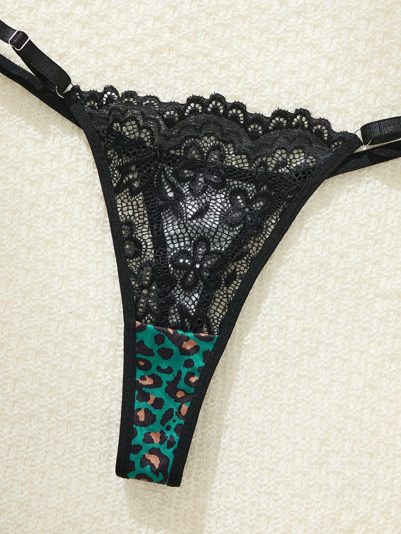 Green leopard print sexy lingerie set - see-through bra set - fashionable women's lingerie-exquisite intimate underwear ZA825182