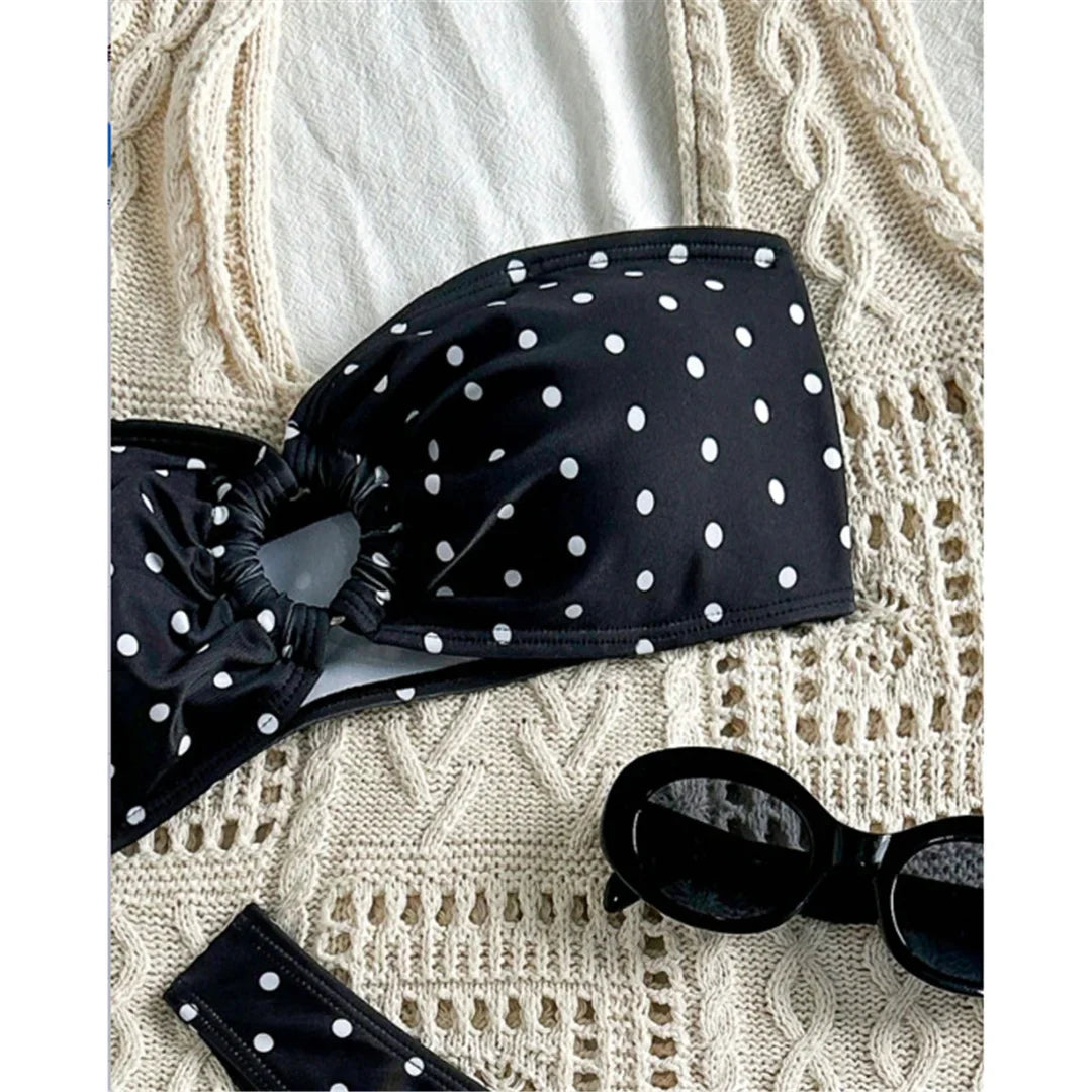XS - L Polka Dot Bandeau Brazilian Bikini Women Swimwear Female Swimsuit Two-Pieces Bikini Set Bather Bathing Suit Swim V7711