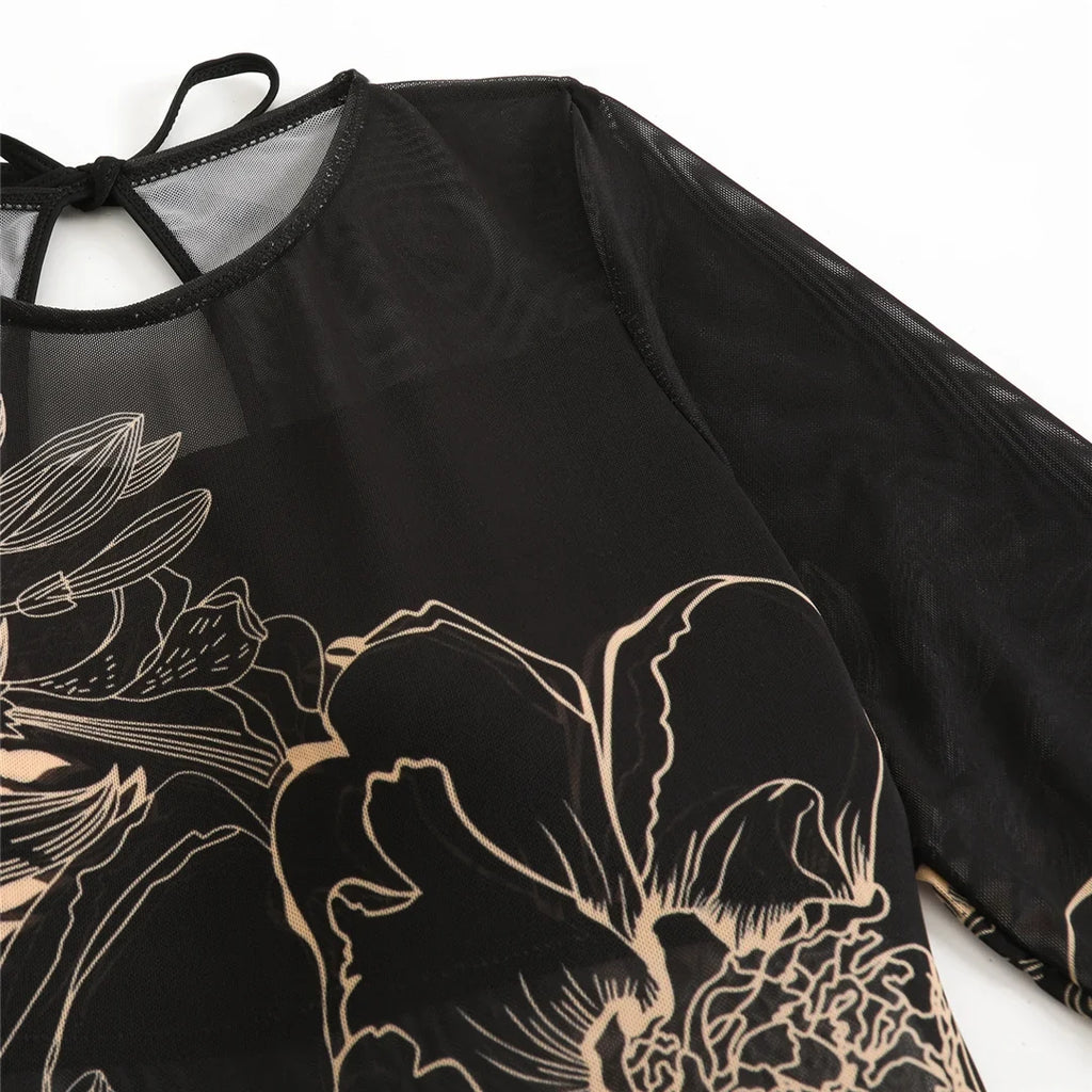 S - XXL 3PCS New Printed Long Sleeve With Pants Sarong Women Swimwear One Piece Swimsuit Female Bather Bathing Suit Swim K7180
