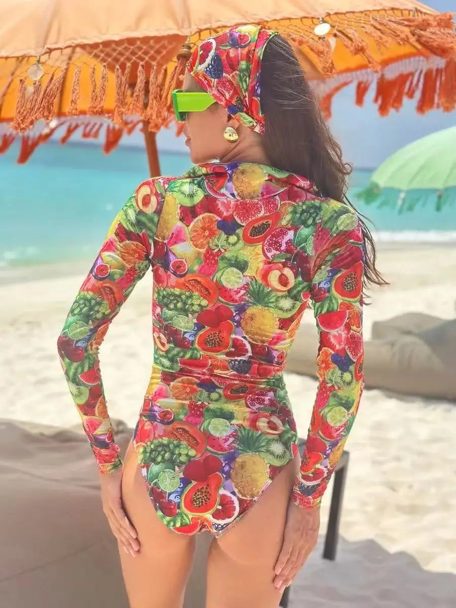 Long Sleeve One Piece Swimsuit 2026 Sexy Swimwear Women Surf Swim Suit Push Up Bathing Suit Beachwear Monokini Bath Suits
