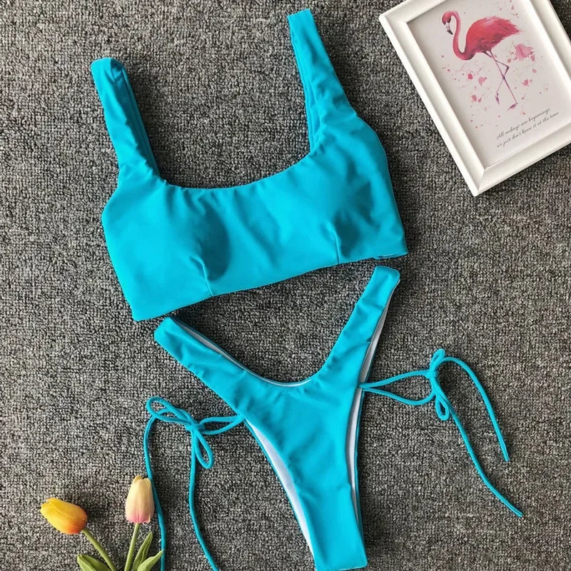 2026 High Cut Micro Thong Bikini Female Thong Bikinis Swimsuit Women Swimwear Two-pieces Bikini Set Brazilian Bathing Suit Swim