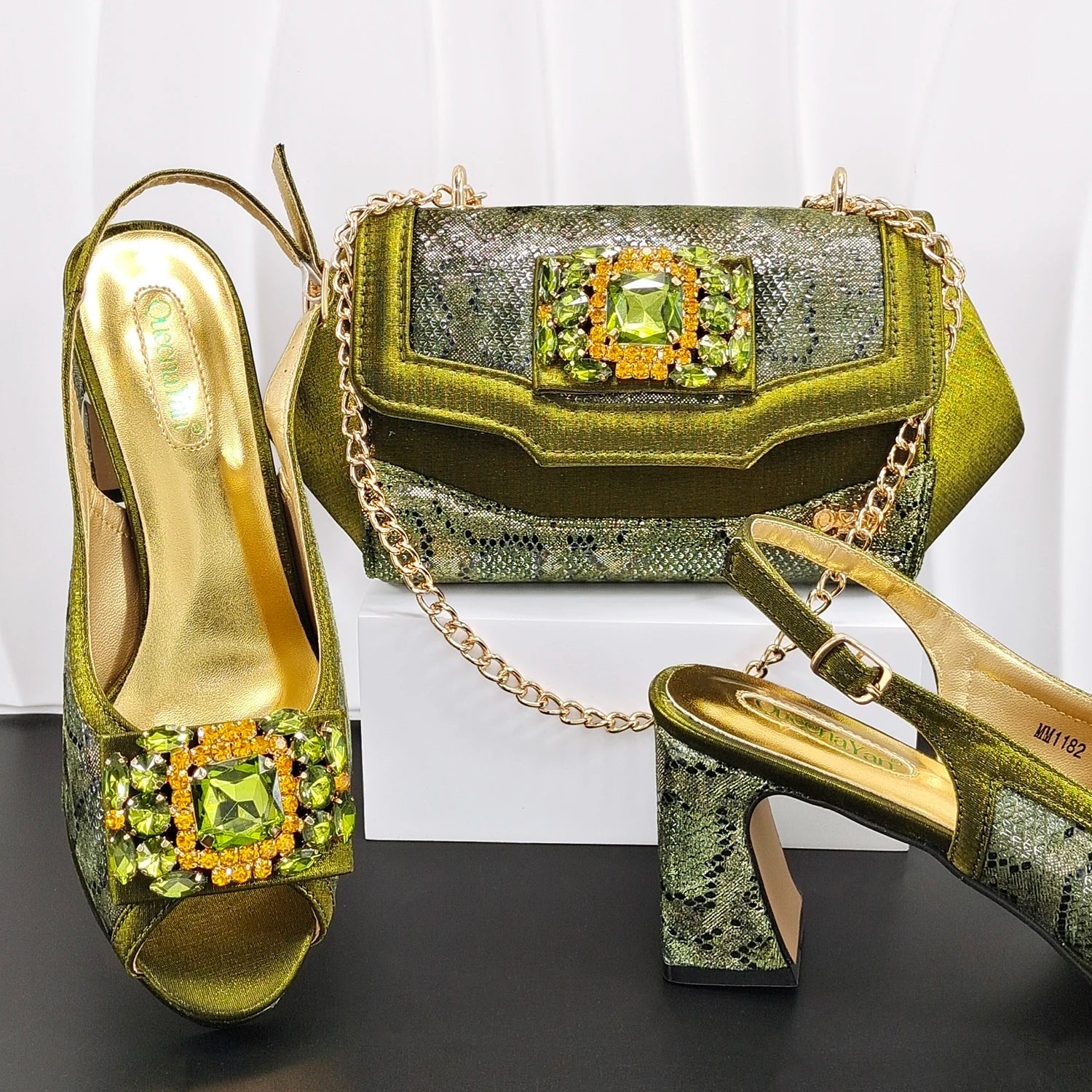 Doershow African fashion Italian Shoes And Bag Sets For Evening Party With Stones gold Italian Handbags Match Bags!  HW1-1