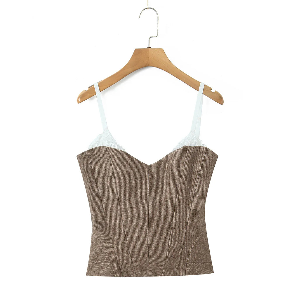 French Fashion Elegant Top Slim Fit Ribbed Waistband Tube Top Crop Top Camisole Vest Bustier Top For Woman Pure Desire EWKE