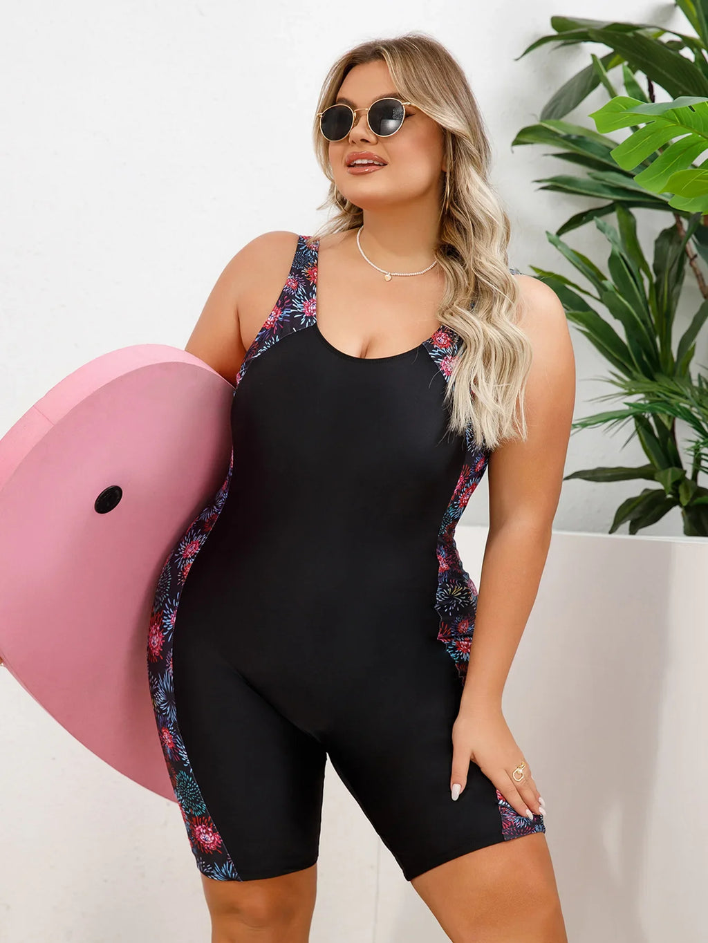 VigoJany 2026 Solid Patchwork Plus Size Swimwear Women Strapped Push Up Large One Piece Swimsuit Summer Chubby Bathing Suit