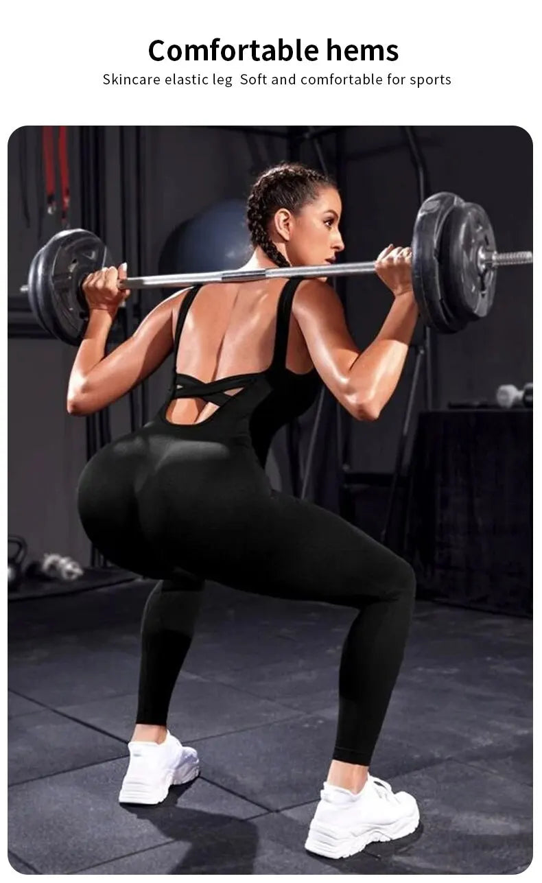 Solid Sleeveless Backless Low Neck High Waist Bodycon Jumpsuits For Women Casual Rompers Activity Jogger Suits Backless Bodysuit