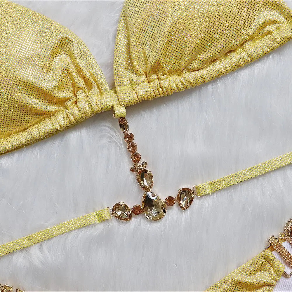 2 Colors Sexy Bikini Women Luxury Crystal Diamond Shining Fabric Swimwear Swimsuit Bikinis Set Bathing Suit Beach Bikini Female