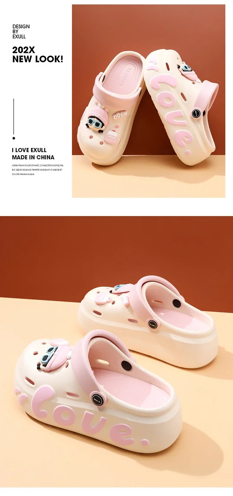 2026 New Women Fashion Clogs Cute DIY Charms Home Street Slippers For Female Summer Platform Shoes Soft EVA Girls Leisure Sandal