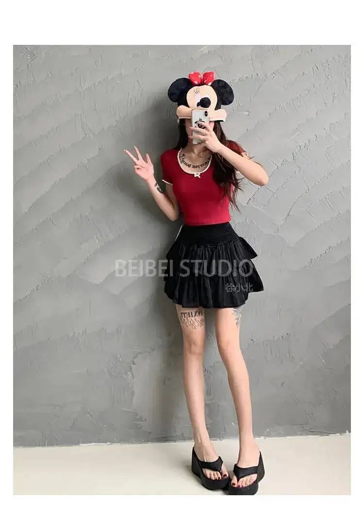 Cake Skirt White Fluffy High Waisted Girlish Style Short Half Skirt Black Ballet Skirt Fashion Sweet Korean Women 2026 New 55OK
