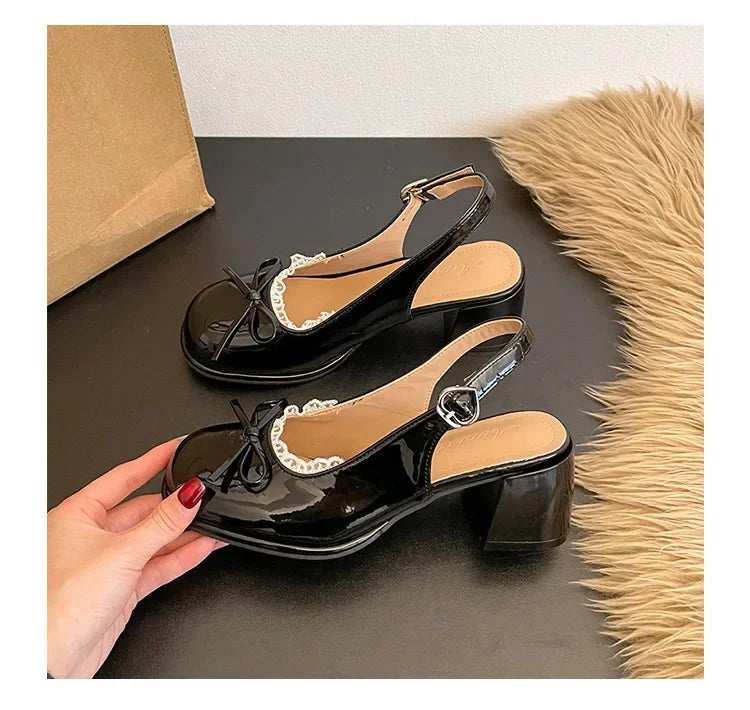 Thick Heel Women Sandals Height Increase Cover Toes Slingbacks Muels Shoes Elegant Stripper Party Dress Female Sandalias