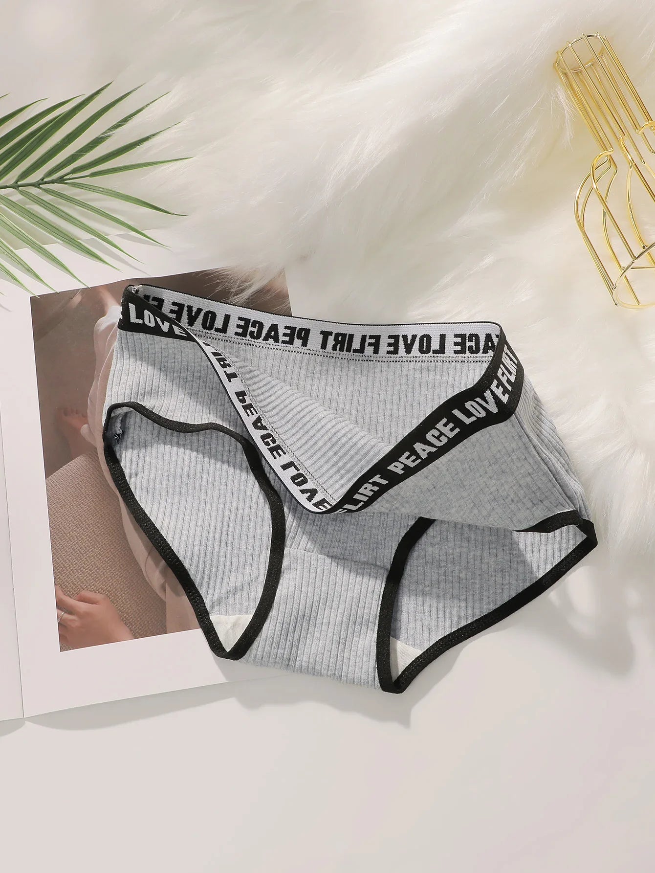 Women's High Waist Panties  Letter Elastic Waistband Soft Ribbed Fabric Comfortable Briefs for Daily Wear women bra K2809
