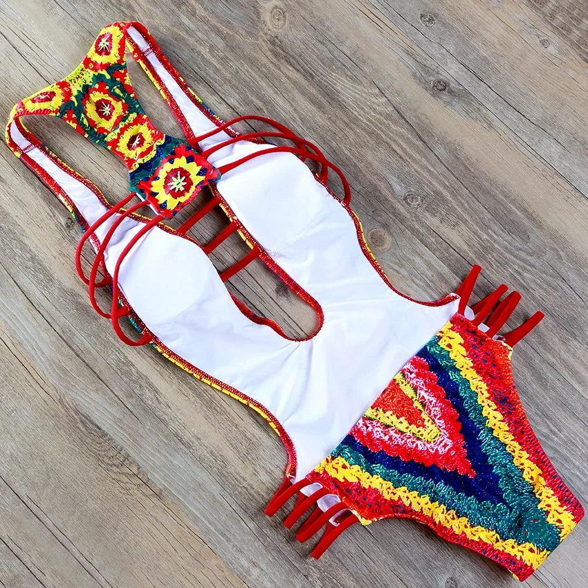 S - XXL Sexy Printed Women Swimwear One Piece Swimsuit Female High Cut Trikini Backless Monokini Bather Bathing Suit Swim Lady