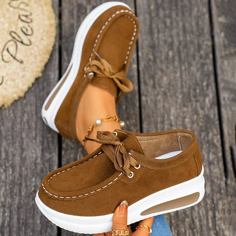 Red Chunky Platform Sneakers Women Comfortable Non Slip Thick Sole Casual Shoes Woman Plus Size 43 Lace Up Sport Shoes Female