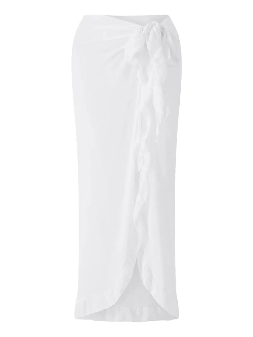 Women Chiffon Bikini Cover-ups See Through Ruffle Beach Long Skirts Summer Holiday Beach Sun Protection Shawl