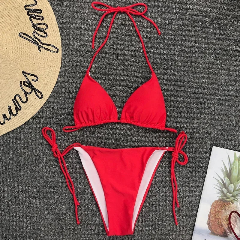 Sexy Neon Extreme Mini Micro String Bikini 2025 Women Swimsuit Female Swimwear Two-Piece Bikini Set Bathing Suit Swim Beach Wear