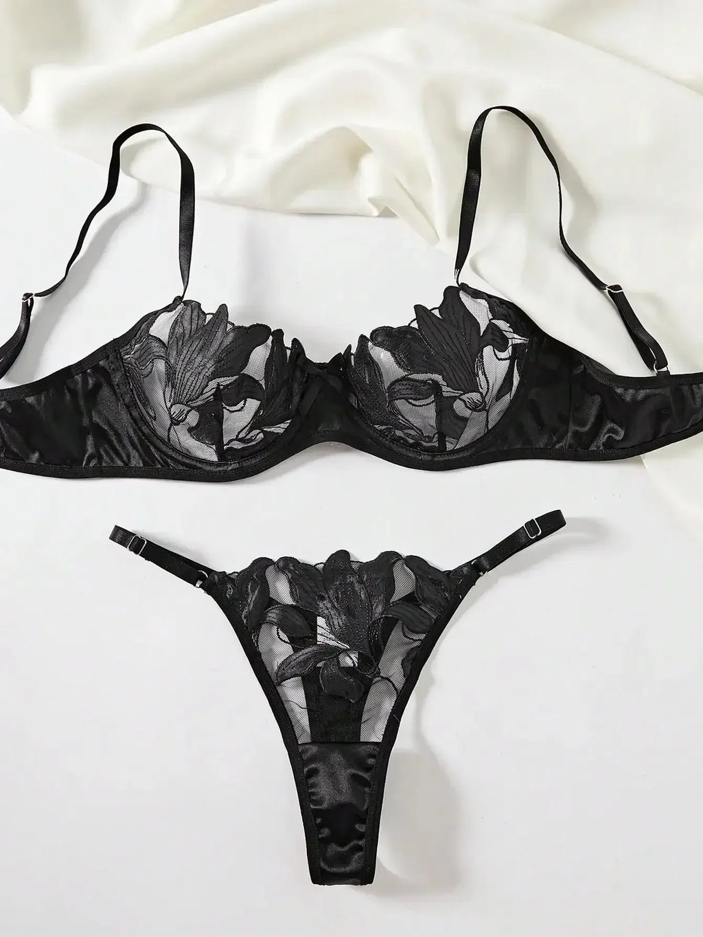 Fairy Lingerie Floral Valentine Charming Brief Panty Underwear Sexy Nighty Underwear Women See Through Bra Brief Set