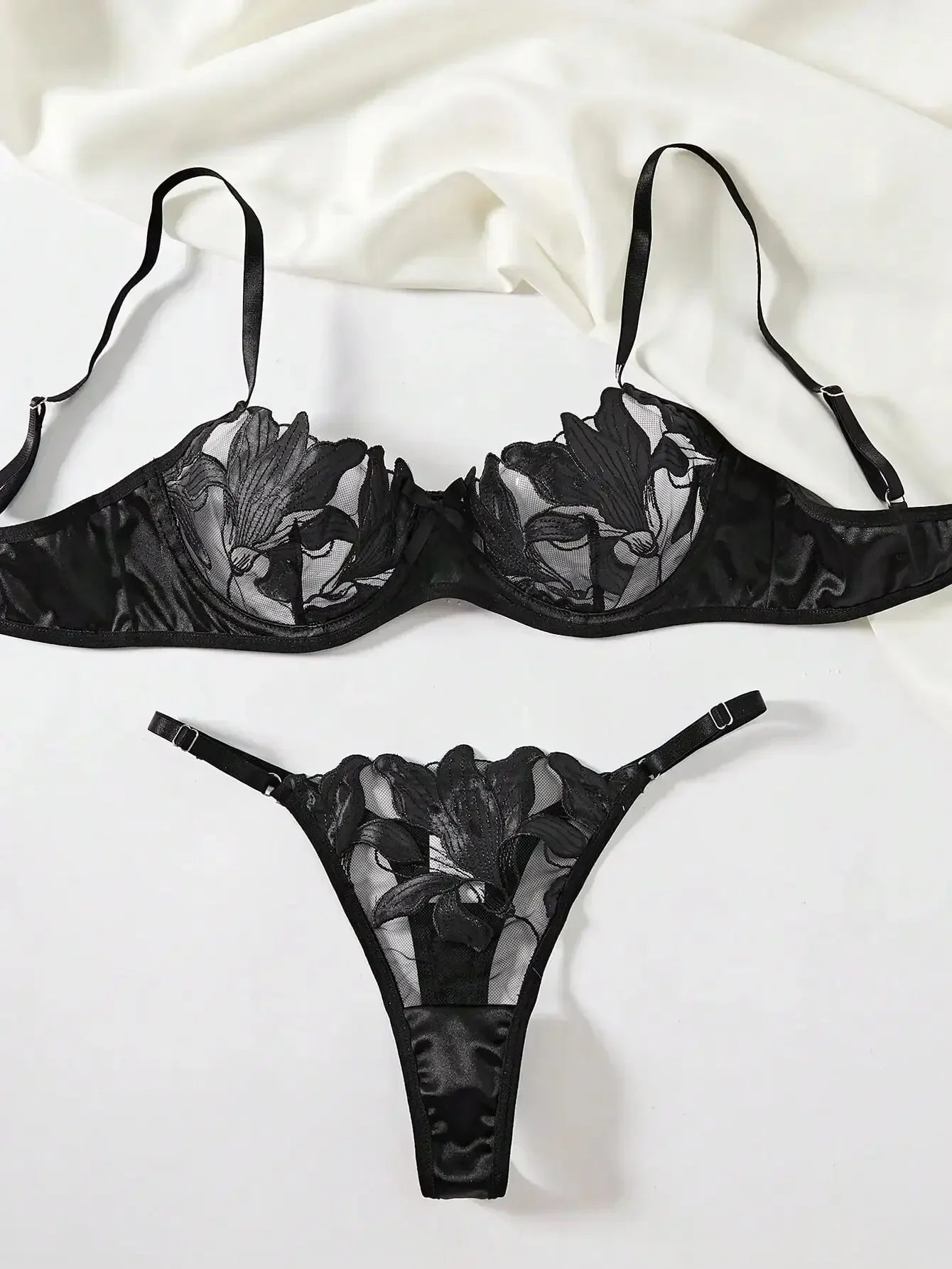 Fairy Lingerie Floral Valentine Charming Brief Panty Underwear Sexy Nighty Underwear Women See Through Bra Brief Set