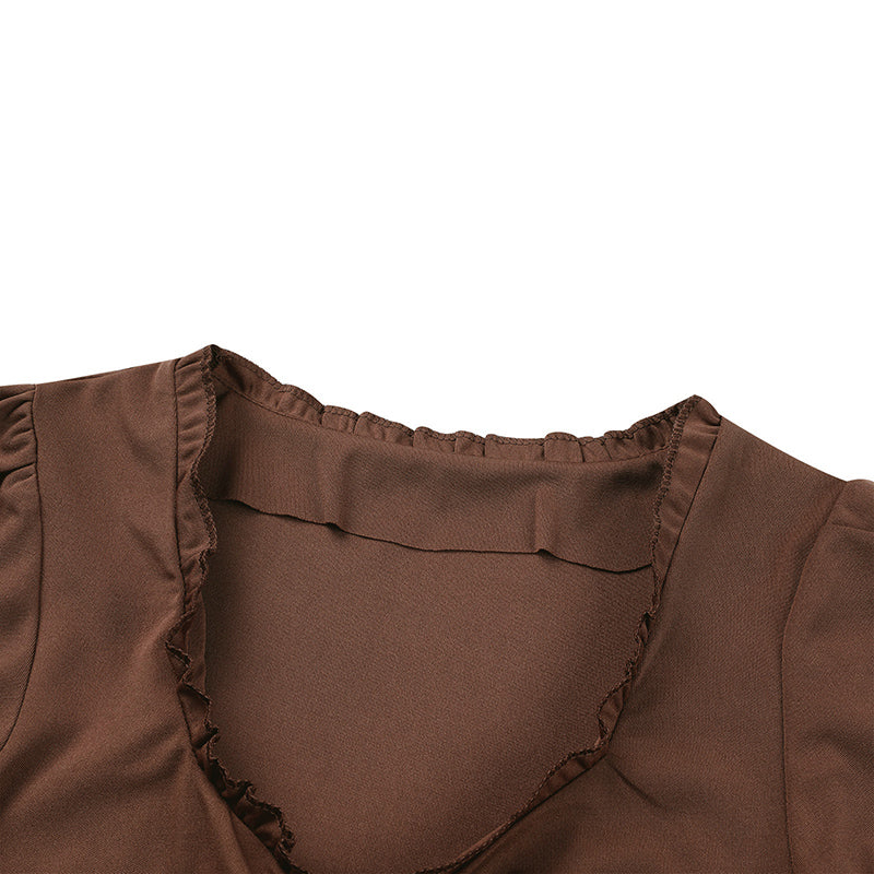Summer Women´s Y2k T-shirt Short Sleeve V Neck Ruched Babydoll Tops Casual Loose Shirts Retro Clothes