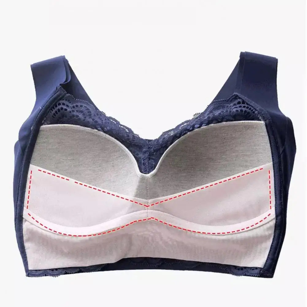 Shockproof Push-up Wireless Yoga Daily Bra Women Bra Wide Shoulder Strap Hollow Out Lace Seamless Thin Anti-exposure Comfort