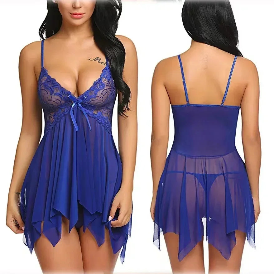 2pcs Lace Sexy Lingerie Set For Women, Suitable For Sleepwear And Loungewear