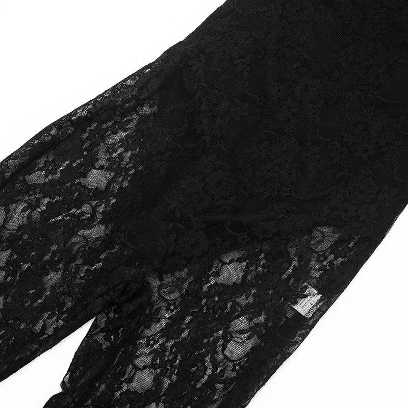 FDYOUI Women's Backless Sleeveless Bodysuits 2026 Summer Sexy Buttons Hollow Out Lace Jumpsuits Night Club Overalls Black Red