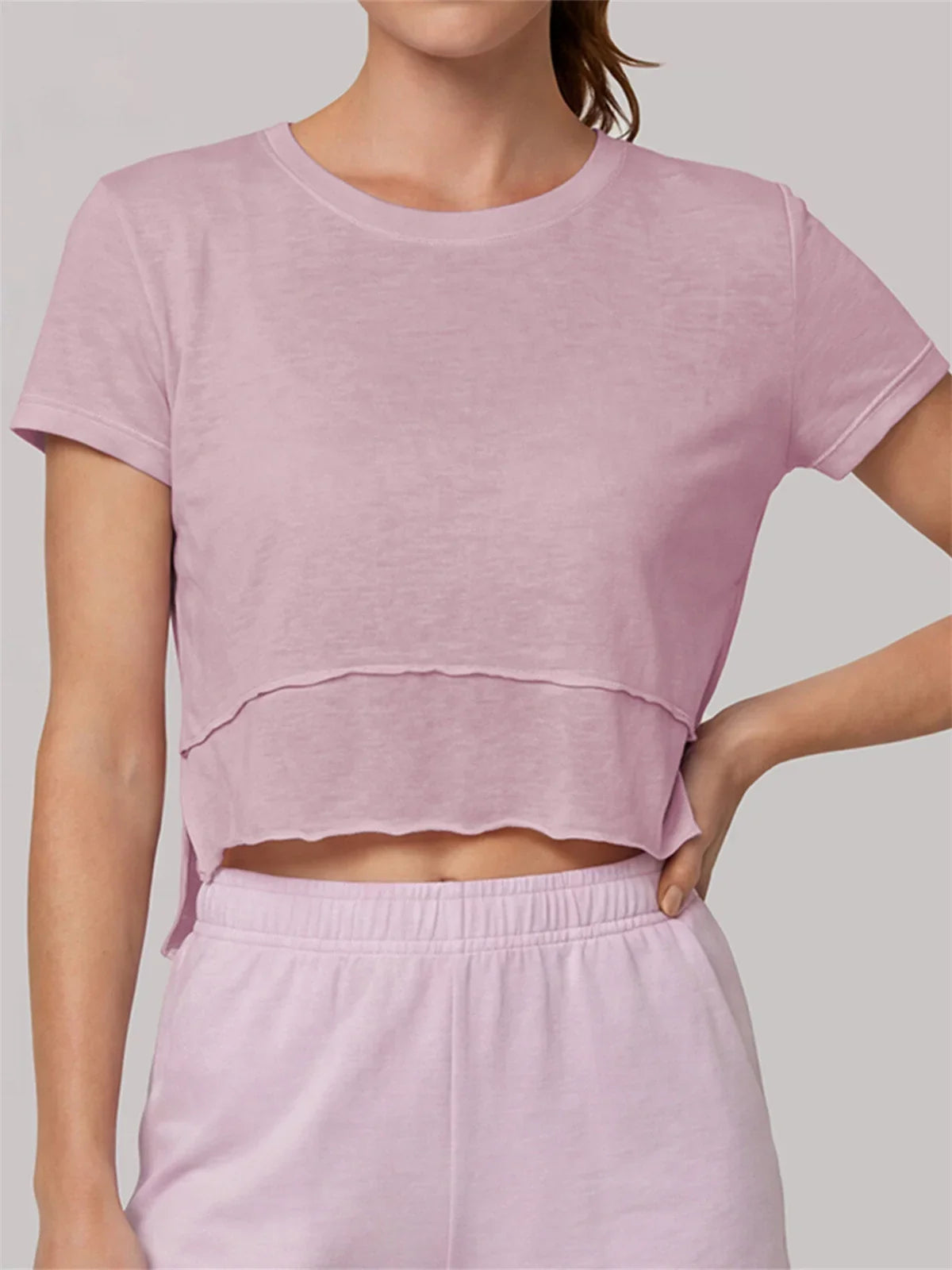 Quick Drying Pink Black Yoga T Shirts Women Short Sleeve O Neck Loose Fitness Tops Outdoor Lightweight Ruffles Short T-shirts