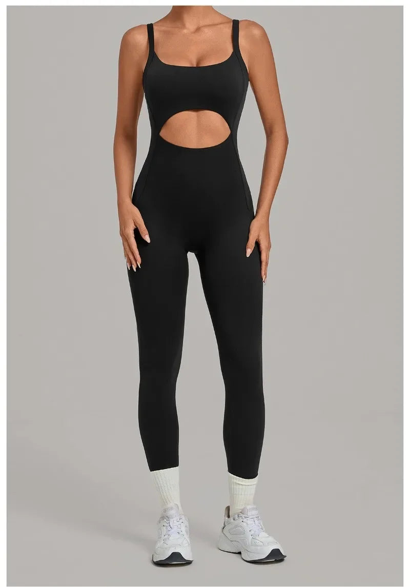 Women's Seamless Yoga Jumpsuits Sports Gym Fitness Backless Sleeveless Hip-lifting Pants One-piece Training Workout Bodysuits