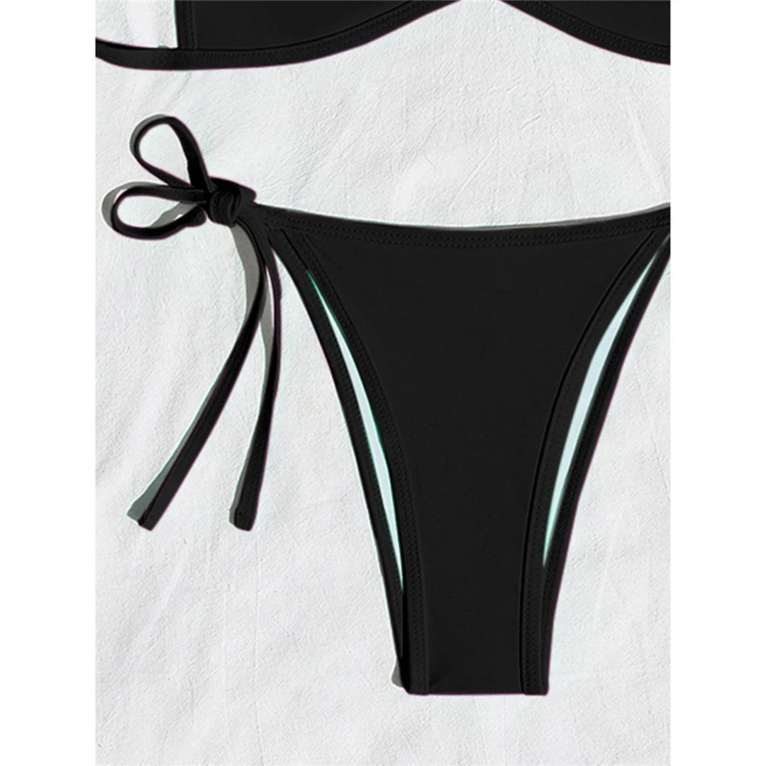 XS - L Halter High Leg Cut Bikini Female Swimsuit Women Swimwear Two-Pieces Bikini Set Strappy Bather Bathing Suit Swim V8276