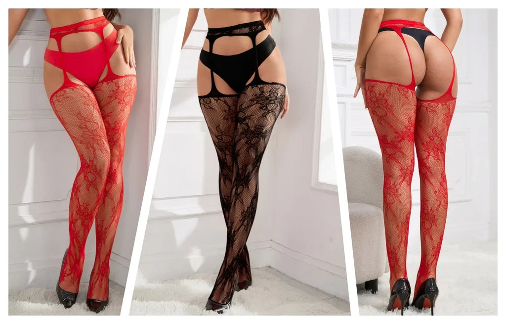 5xl 3xl Fishnet Stocking Pantyhose Black High Elastic Bodystoking Sexy Underwears Plus Size Floral Tights Women Long Stockings