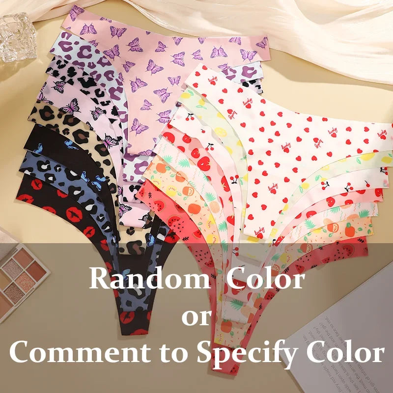 3Pcs Women G-string Seamless Sweet Fruit Thongs Low-waist Panties Ladies Soft Cute Thongs Female S-XL T-Back Panties Underwear