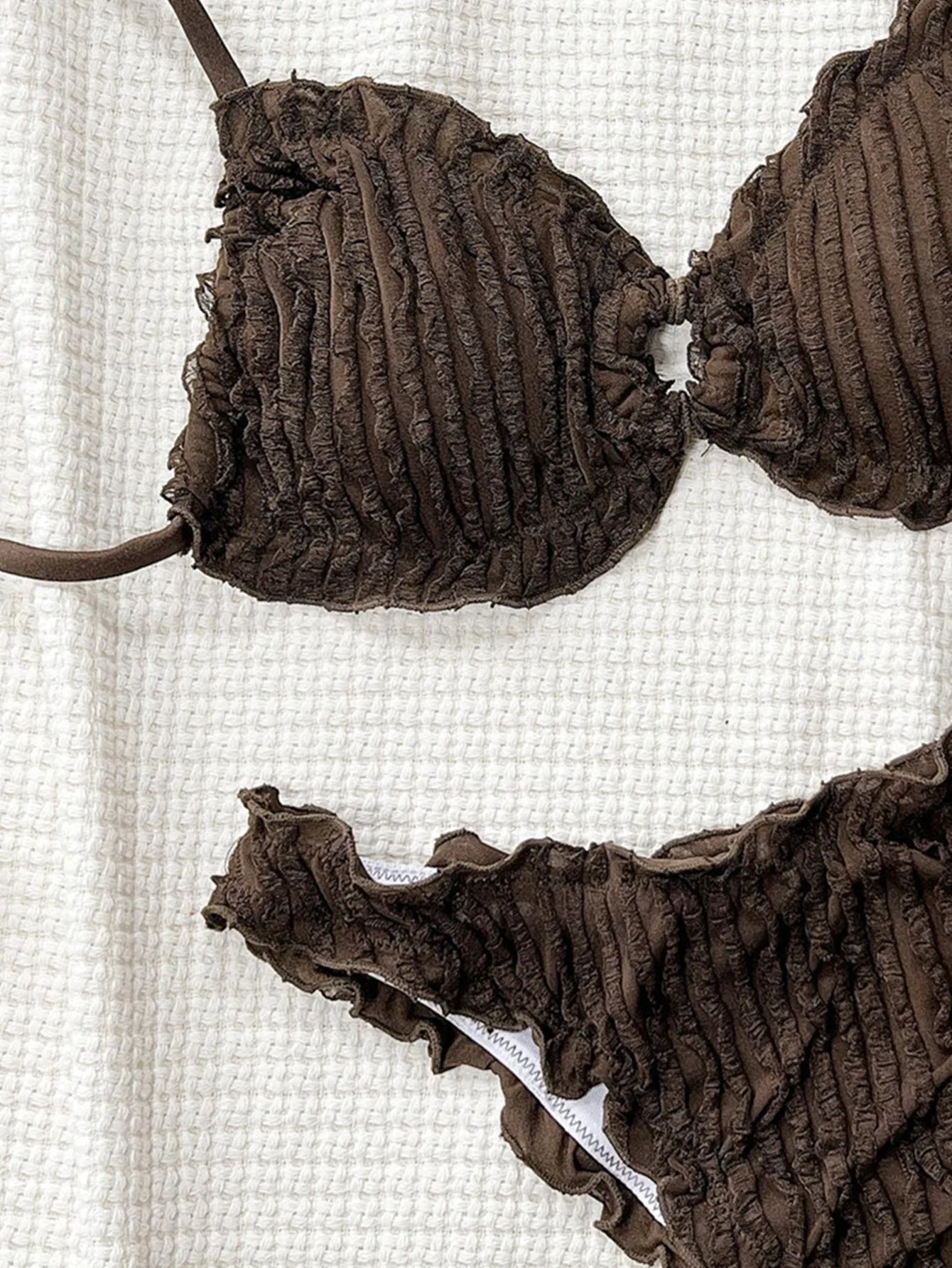 Summer Ruffles High Waist Bikini Set 2026 Women Hollow Out Circle Push Up Bra Two Piece Swimsuit Beach Bathing Suit Swimwear