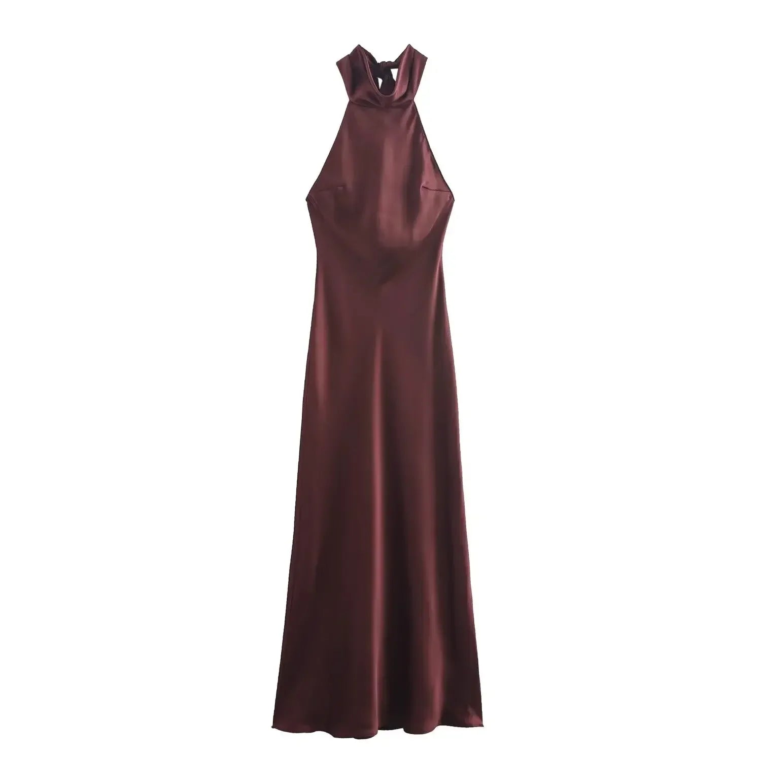 Foridol Halter Satin Dress Women Sexy Backless Burgundy summer spring Dress Elegant Maxi Long Party Dress Christmas Vestidos