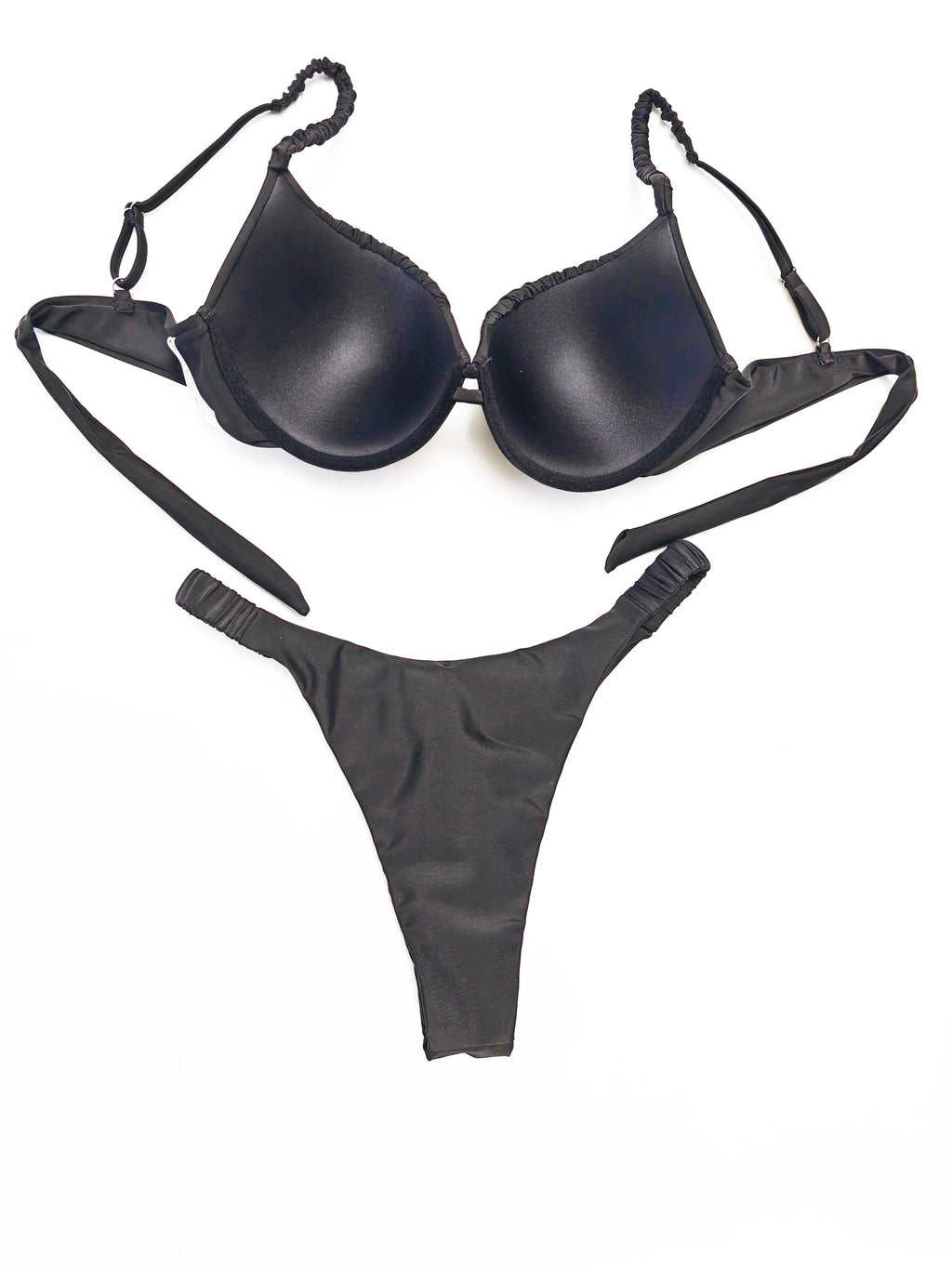 New pleated hard cup sexy bikini solid color swimsuit women's separate strap support vacation adjustable halter bikini