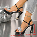 Luxury Rhinestone Decor High Heels Sandals Women Fashion Ankle Buckle Platform Gold Sandals Woman Party Wedding Shoes Size 41
