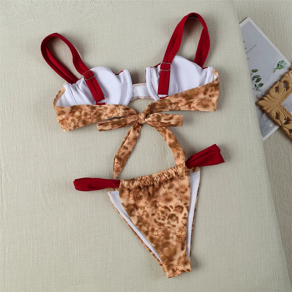 Push Up Bikini 2024 Sexy Women Swimsuit Female Swimwear High Cut Bikini Set Swimming Suit Beachwear Patchwork Brazilian Biquini