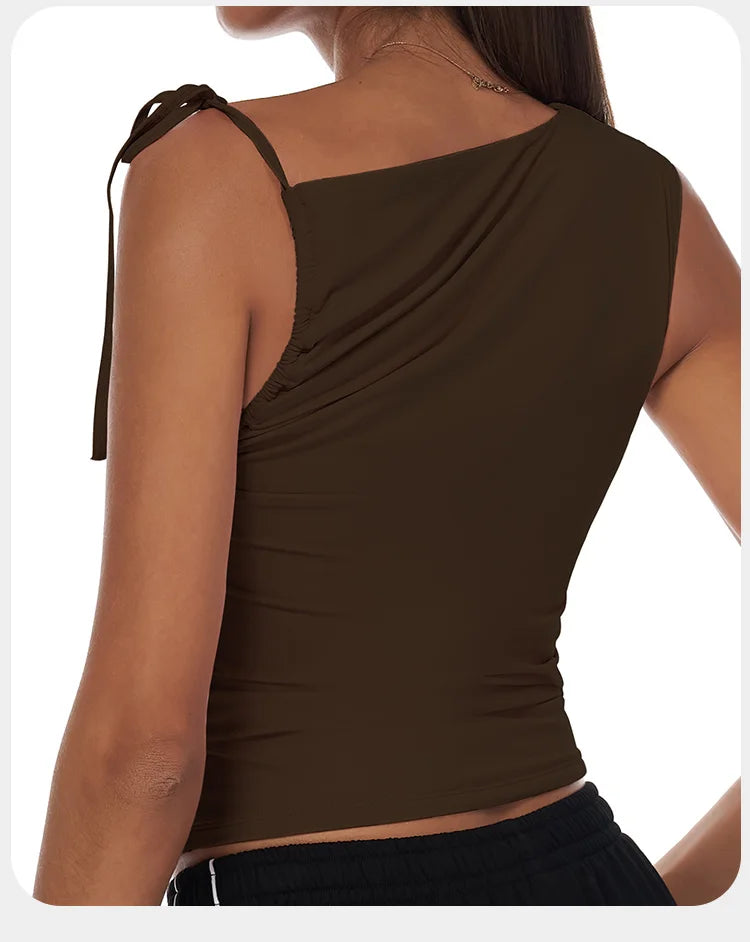 Sexy Shoulder Yoga Top Sleeveless Fitness Women Solid Color Gym Shirt Breathable Quick Dry Running Vest Sportswear