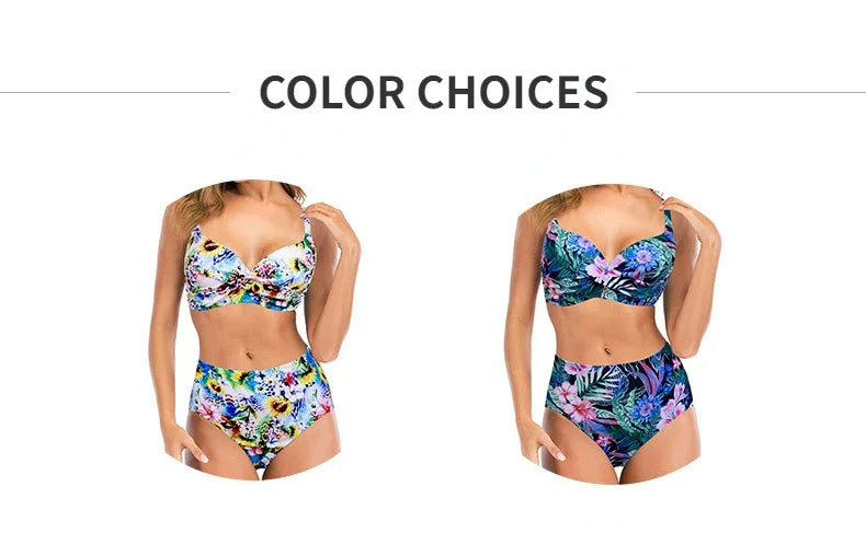 Sexy Bikini Women Push Up Swimwear Swimsuit Flower Print High Waist Bikinis Set Bathing Suit Beach Bikini Banadores Mujer 2026