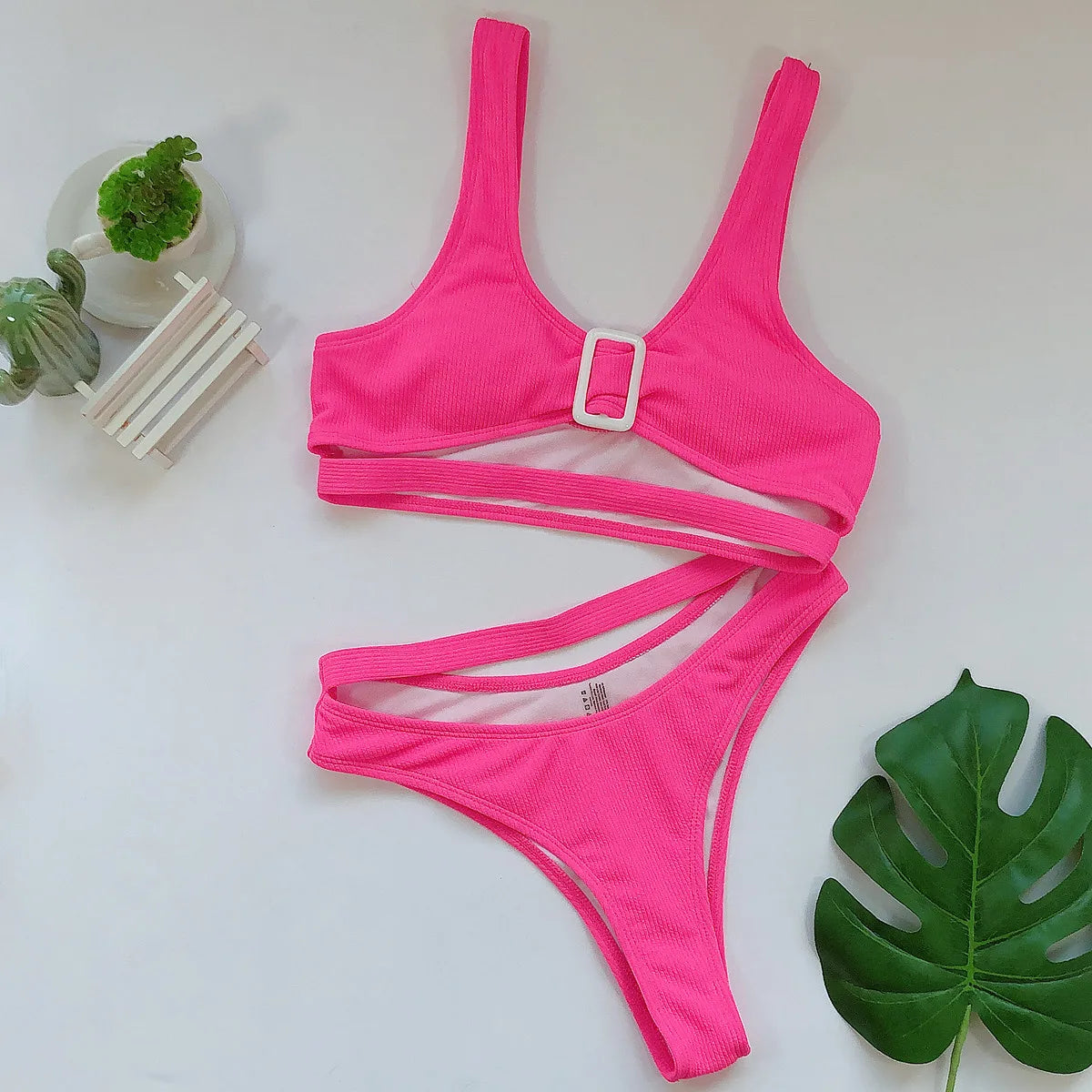 Bikini 2026 Sexy Rose Red Hollow High Waist Swimwear Swimsuit Women Bikinis Set Bathing Suit Bikini Female Push Up High Quality