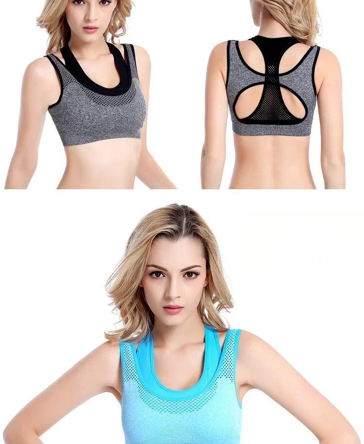 6 Colors Sports Bra Women Cross Hollow Back Gym Jogging Crop Top Female Tops Yoga Fitness Shockproof Vest Sport Bras for Women