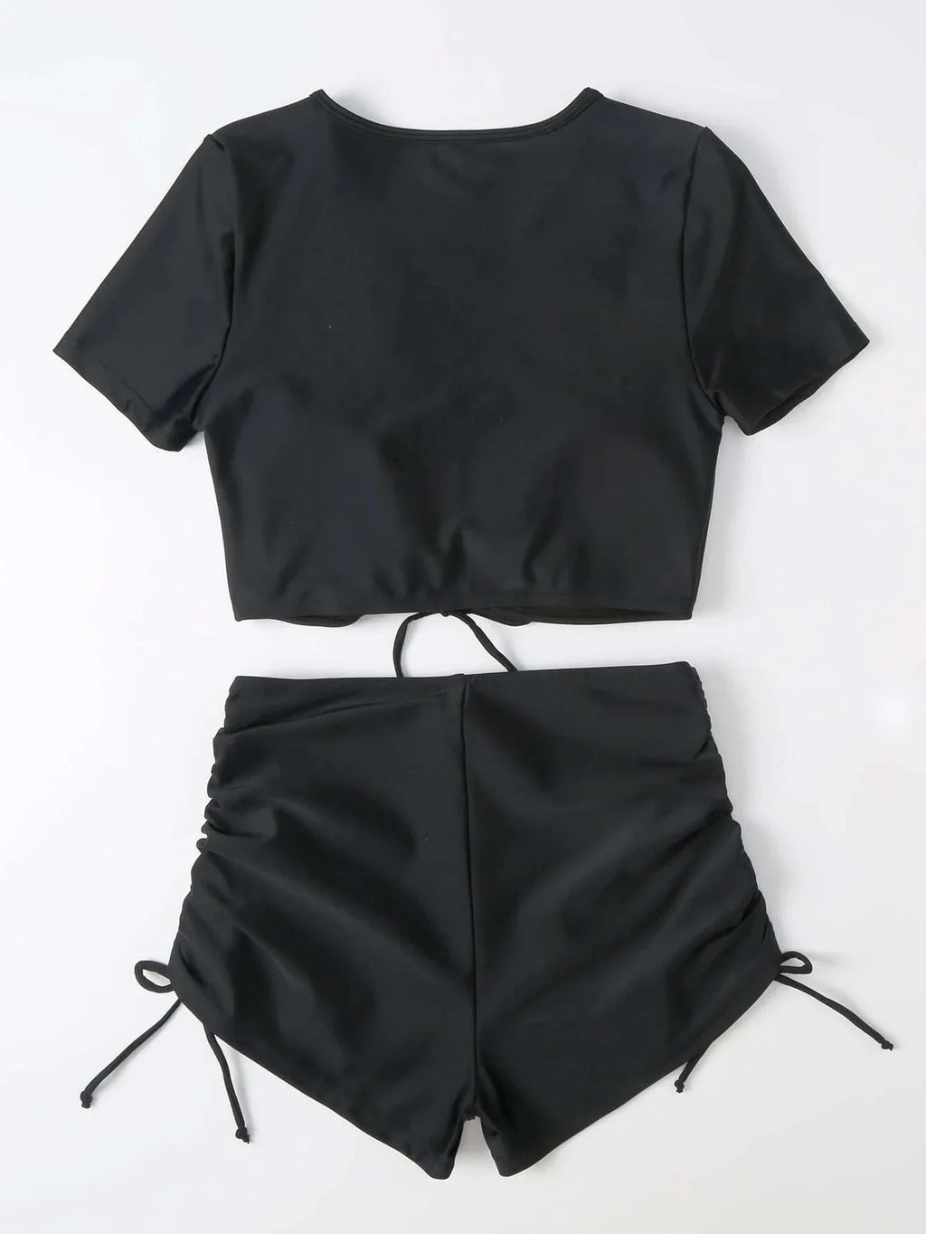 2026 Plain Drawstring Two Pieces Women Swimsuit Solid Sexy Swimwear Female Bathers Bathing Swimming Suit Summer Beachwear