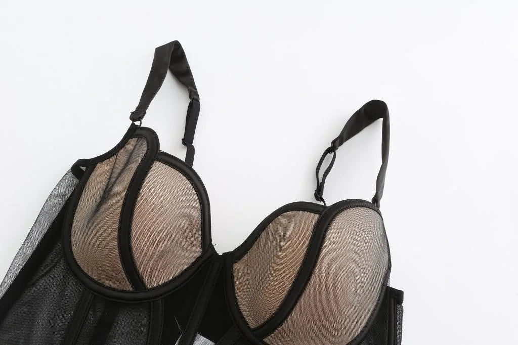 ja-dhāb / mu-thīr Kawaii Voom French Fishbone Bra Set Push up Bustier G-string Large Chest Slimming Anti-Sagging Lingerie Women