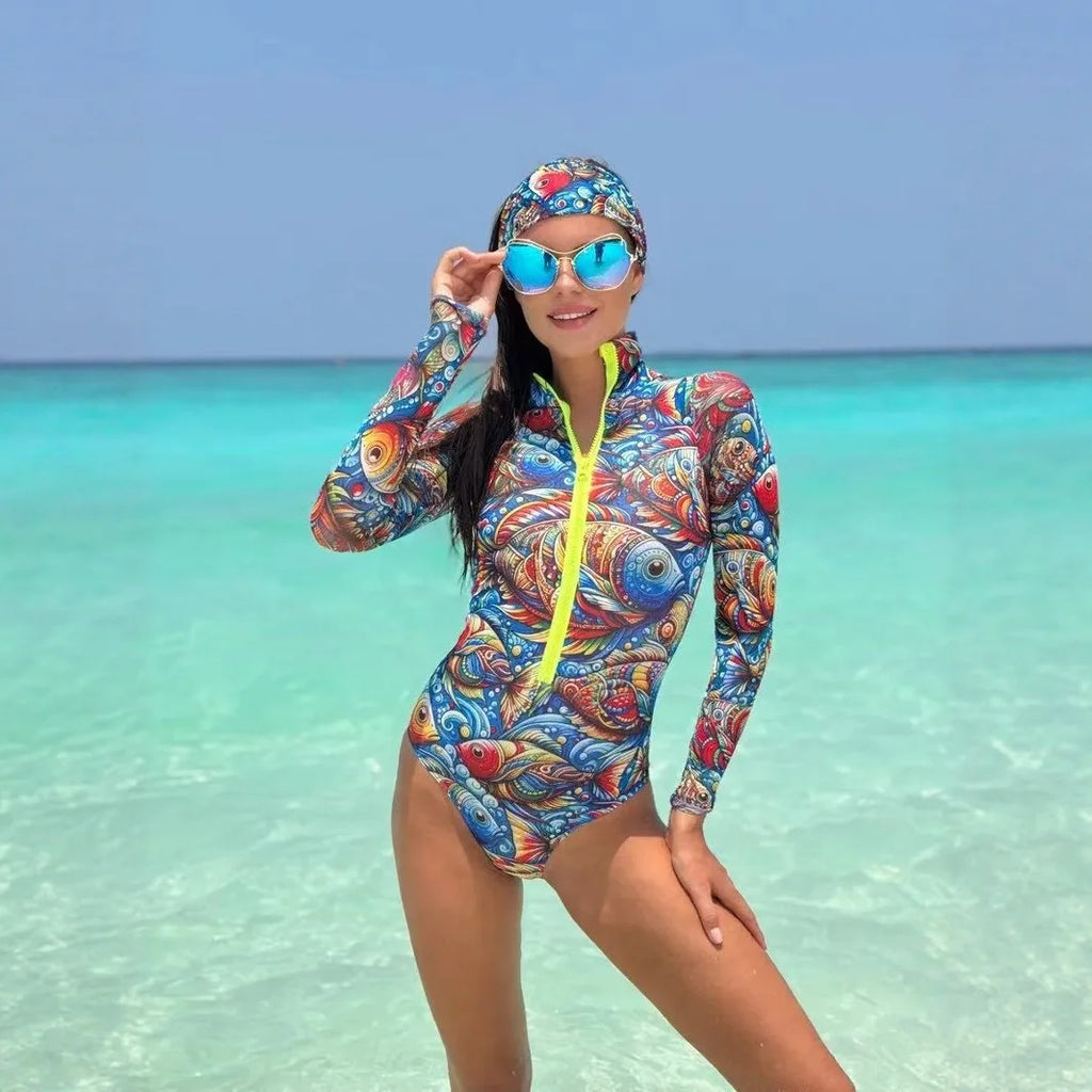 2026 New One Piece Printed Swimsuit Bikini Long Sleeved Swimsuit Bikini Set High Waist Bikinis Swimwear Beach Swimsuit Swimwear